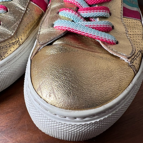 D’Acquasparta Italian Leather Gold Sneakers Size 7 - Picture 11 of 12